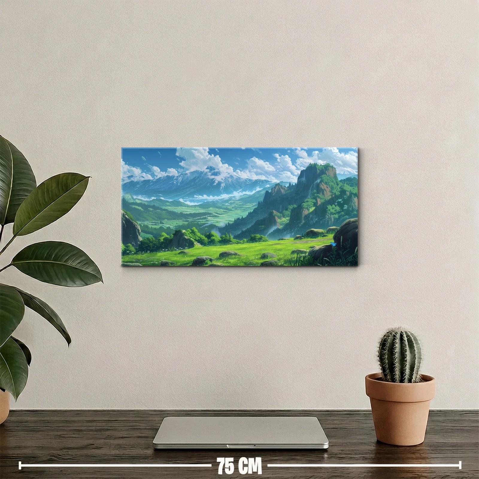 Cuadro paisaje de montaña con afloramientos rocosos — miniatura 2