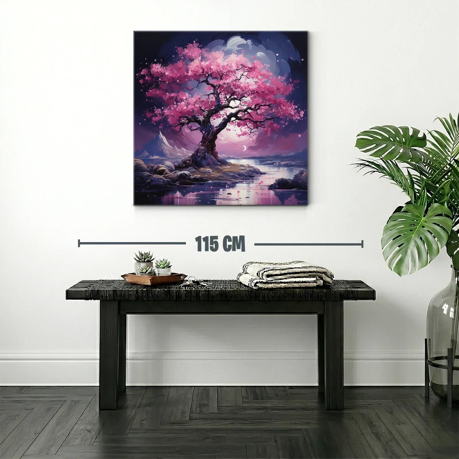 Árbol de Cerezo en Flor con Reflejos Nocturnos — miniatura 2