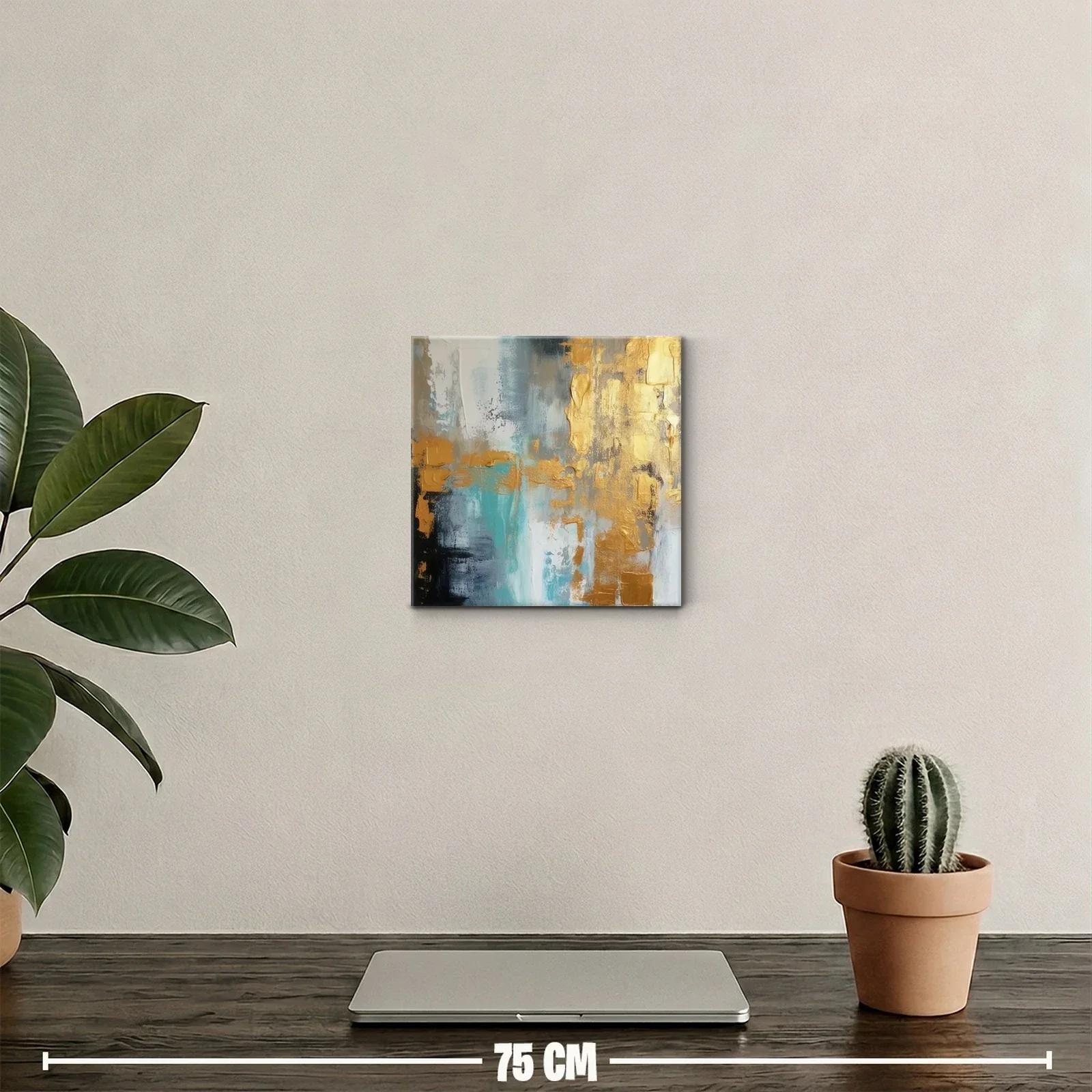 Composición abstracta con tonos dorados y azules — miniatura 2