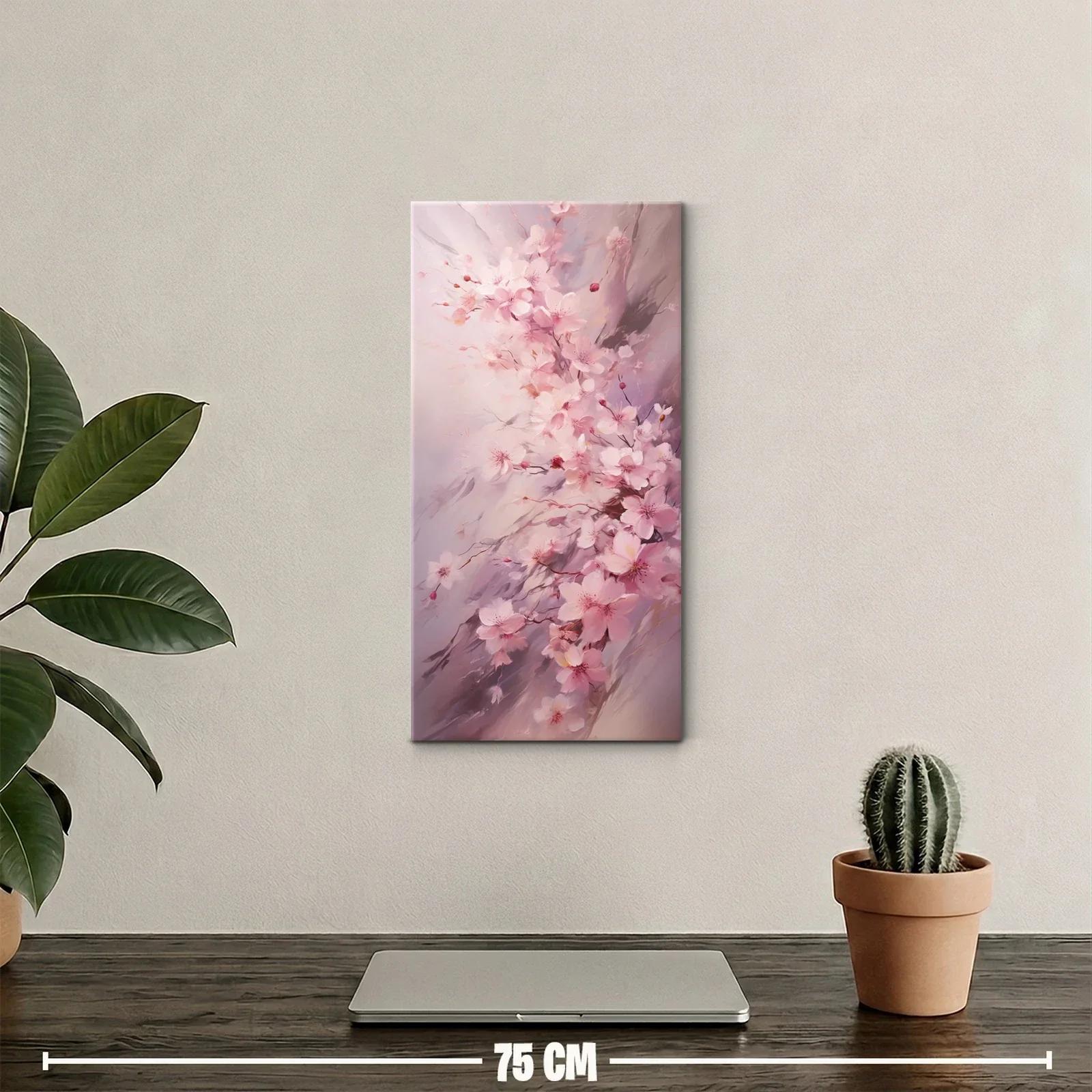 Cuadro flores de cerezo rosadas con fondo brumoso — miniatura 2