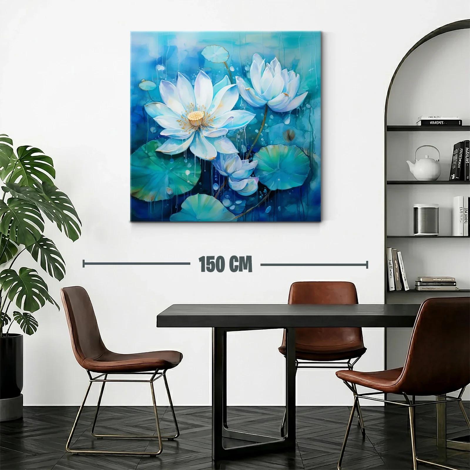 Elegancia de flores blancas sobre fondo azul profundo — miniatura 2