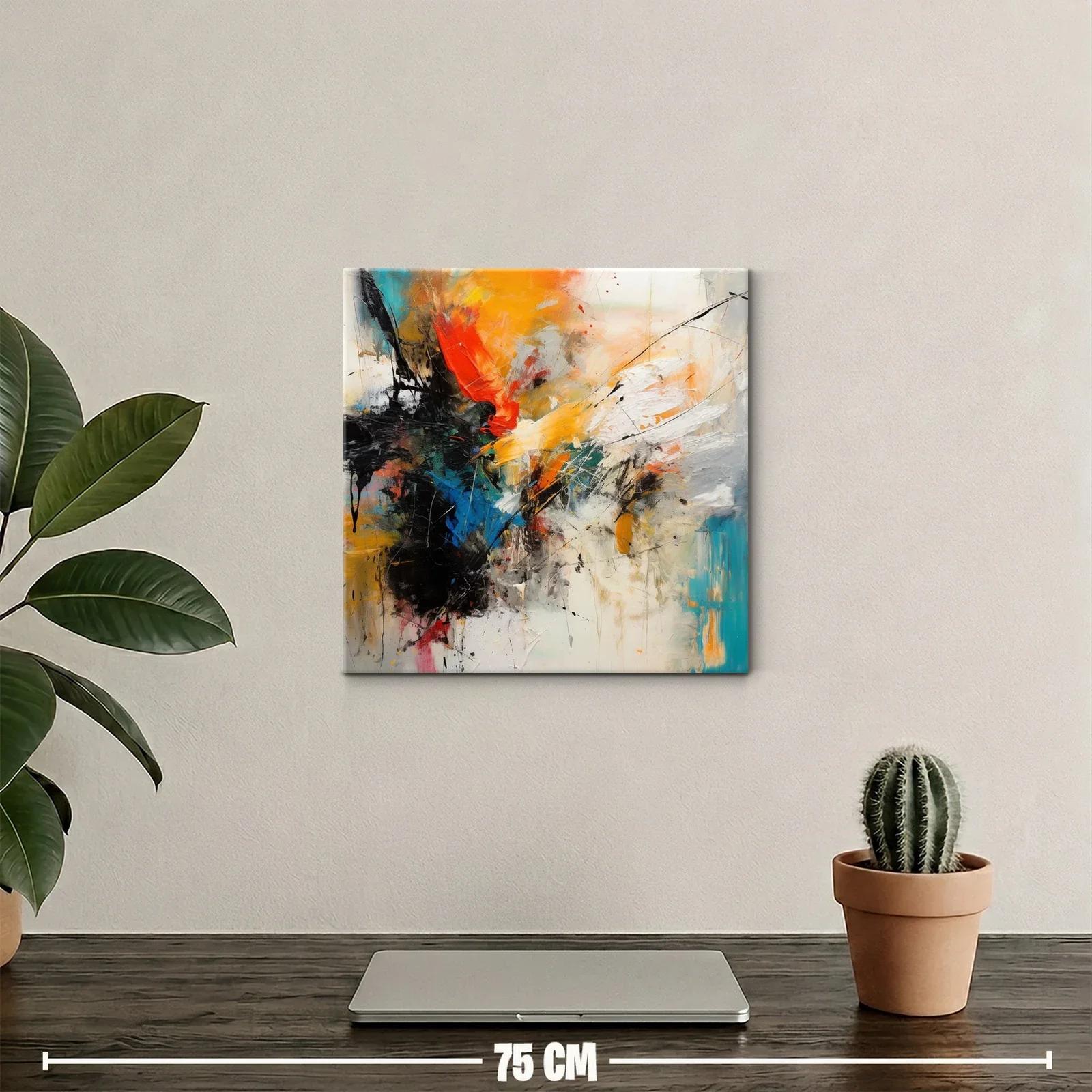 Cuadro abstracto vibrante con tonos cálidos y fríos — miniatura 2