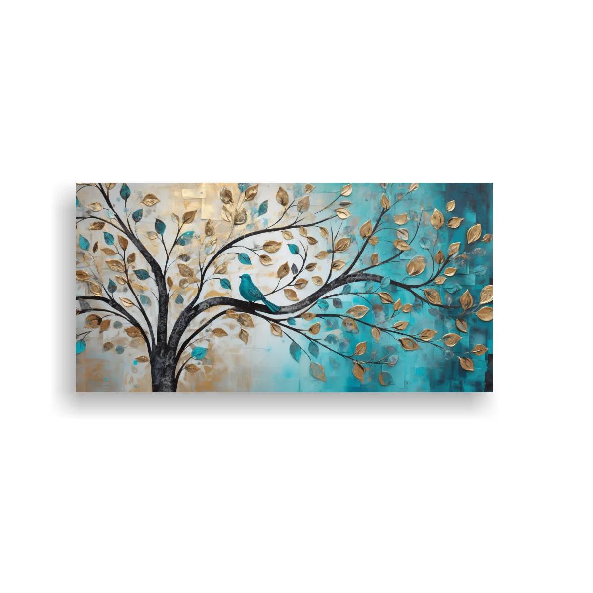 Cuadro árbol con pájaro azul y ramas abiertas — imagen principal