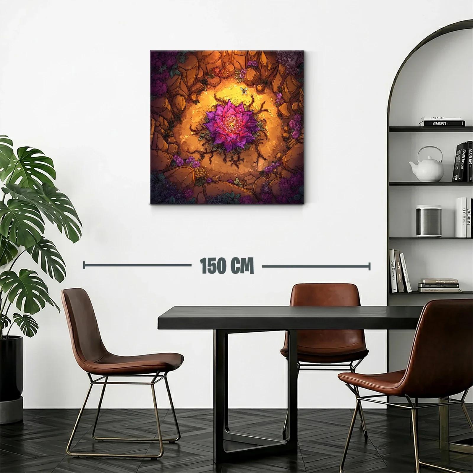Flor luminosa rodeada de naturaleza en tonos cálidos y violetas — miniatura 2