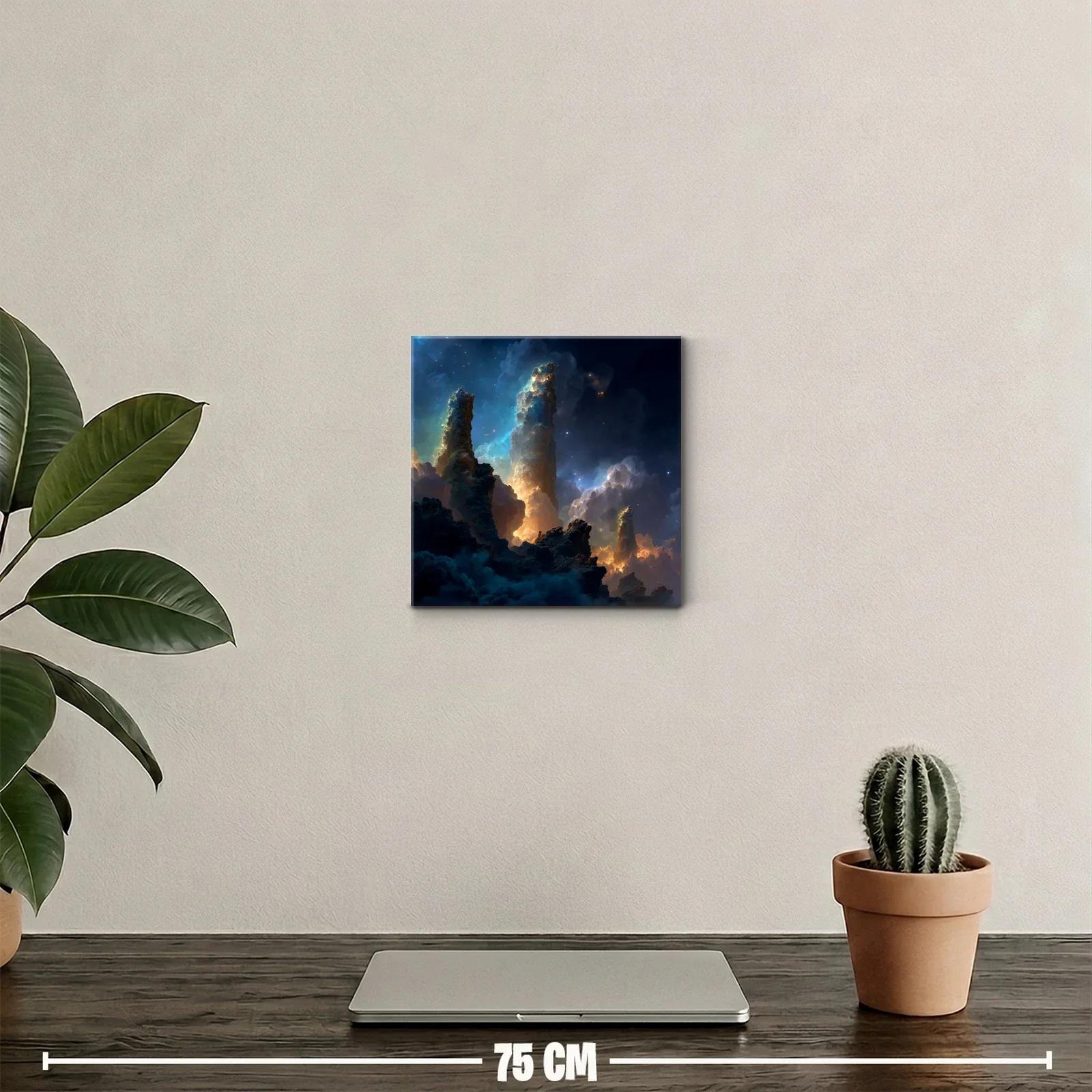 Paisaje cósmico con pilares de luz y nebulosas — miniatura 2