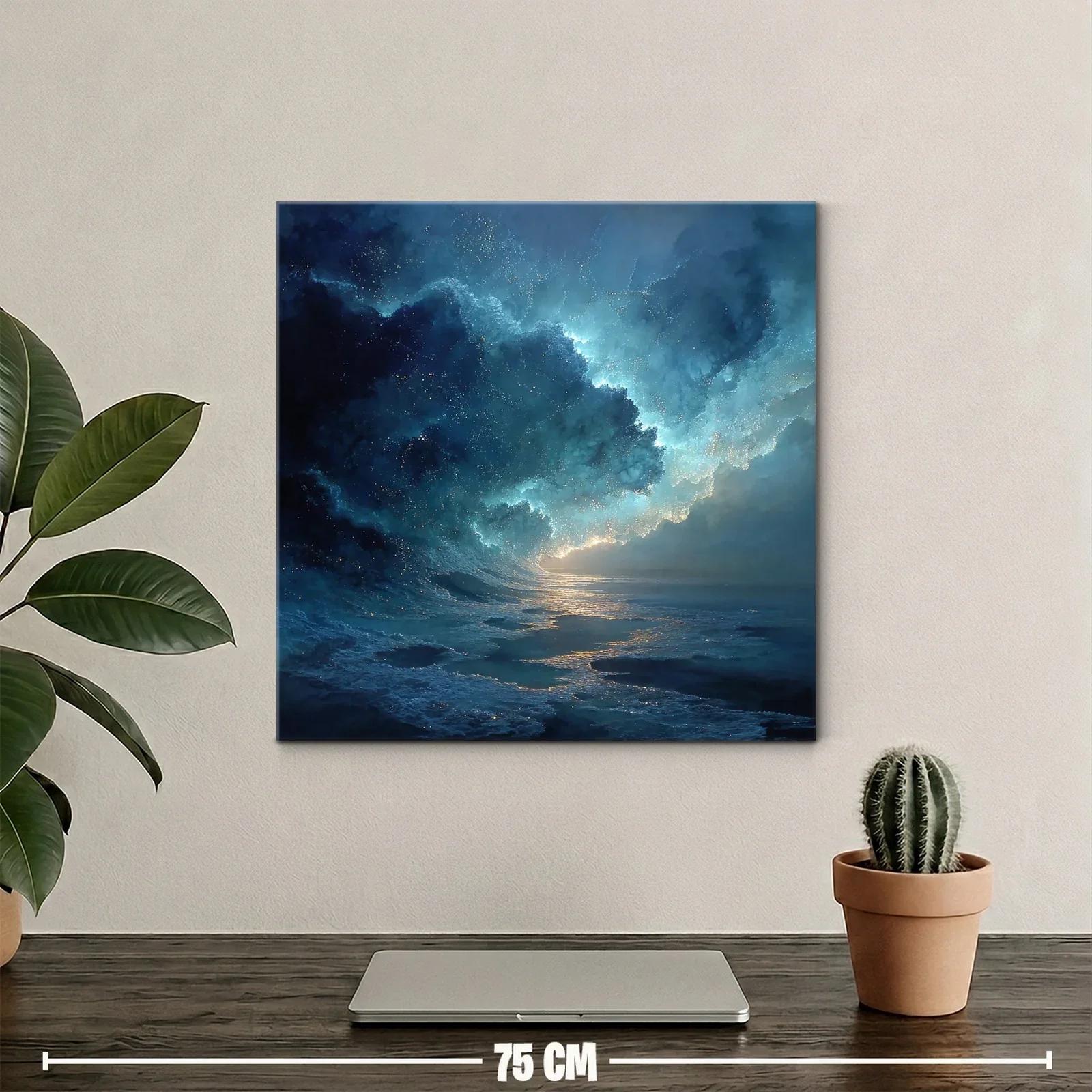 Olas nocturnas con destellos de luz en azul profundo — miniatura 2