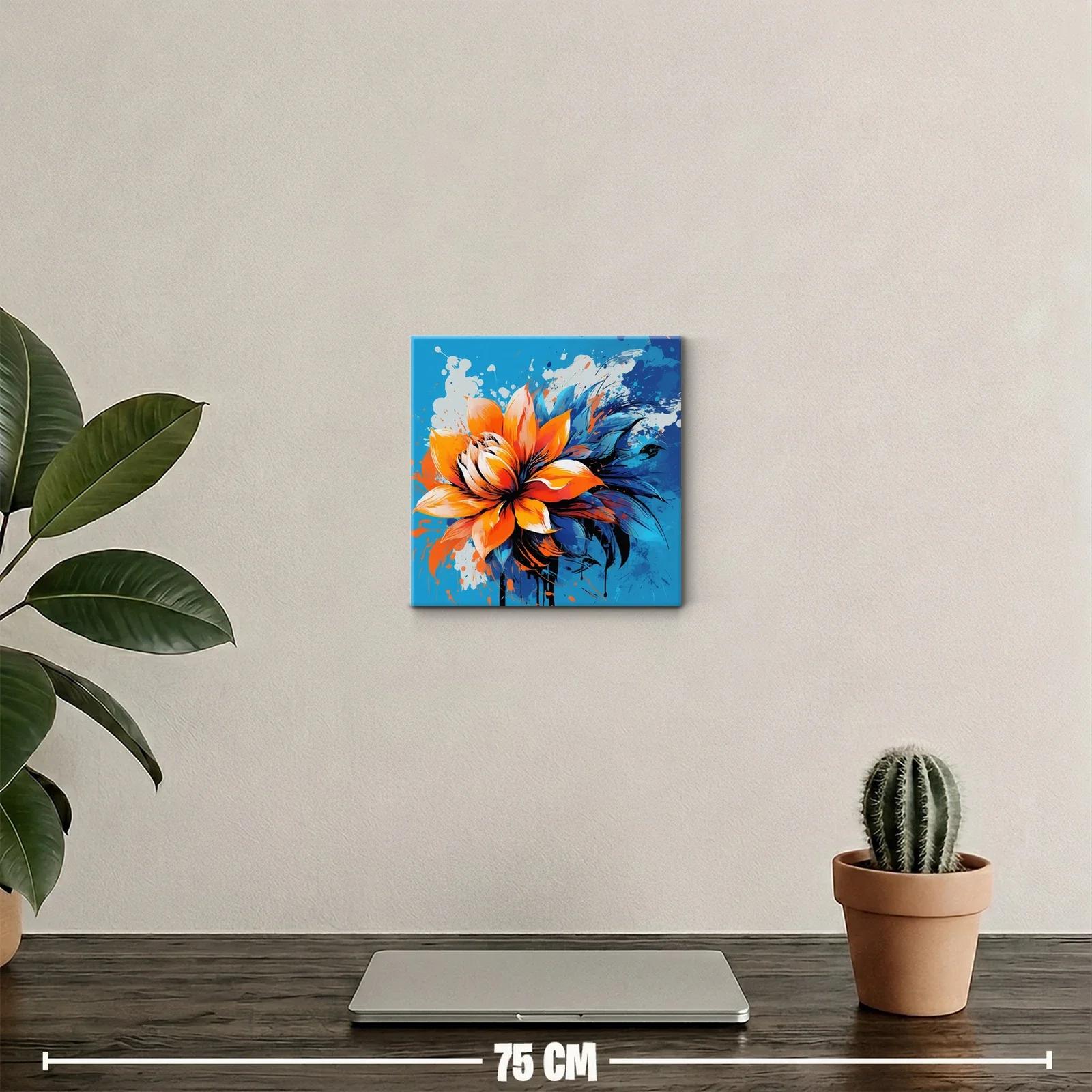 Flor vibrante con contrastes en azul y naranja intenso — miniatura 2