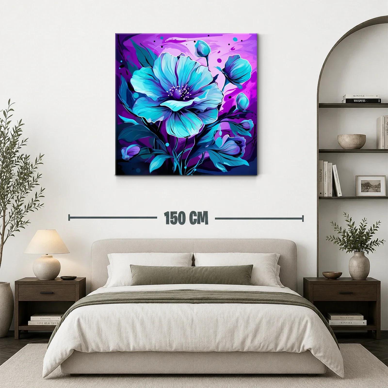 Flor azul vibrante con fondo púrpura intenso — miniatura 3