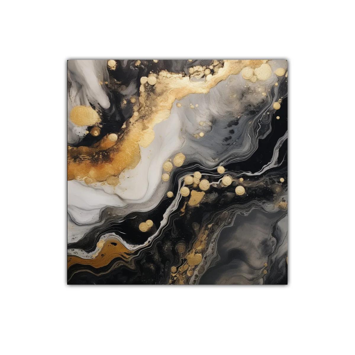 Cuadro abstracto con tonos dorados y negros para decoración elegante — imagen principal