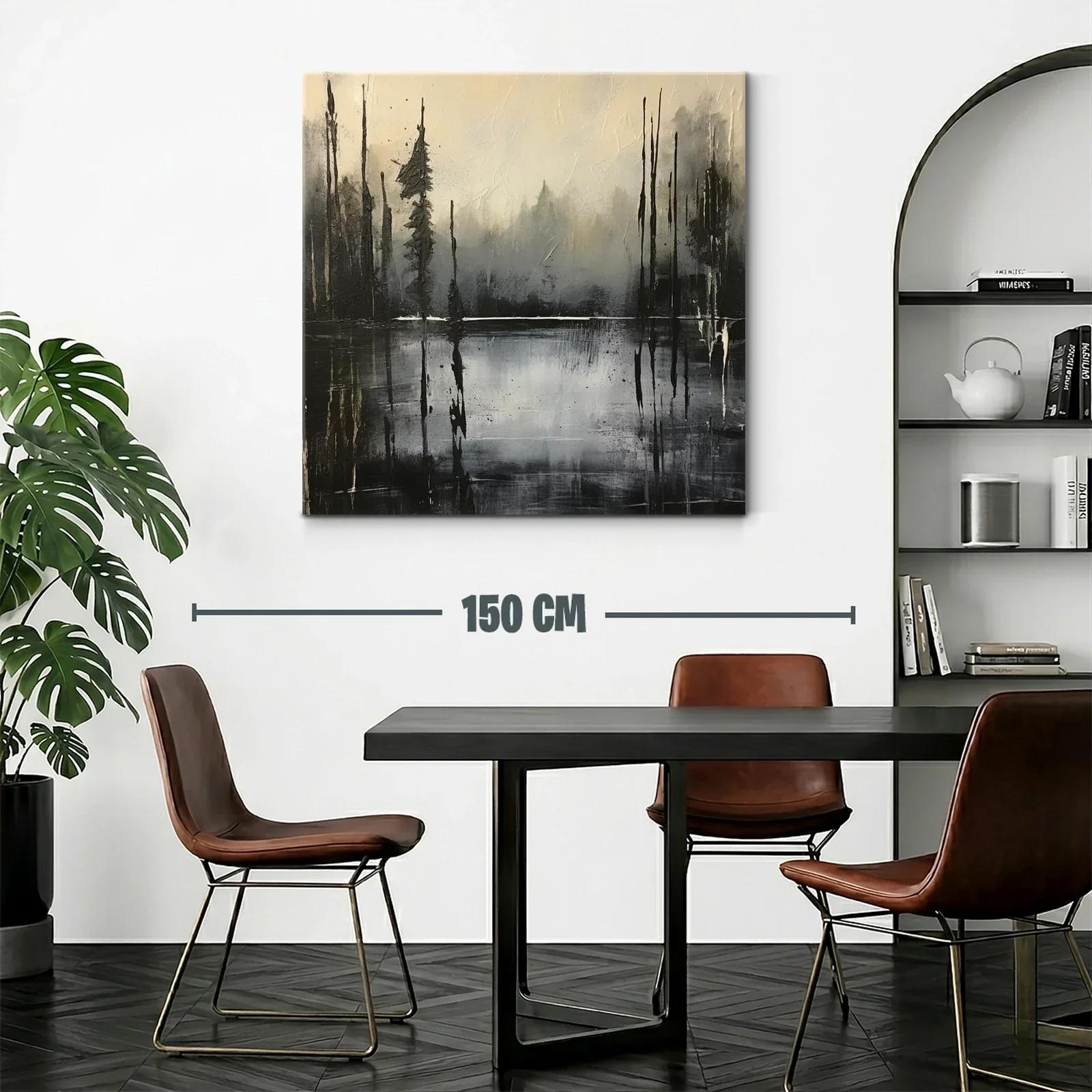 Paisaje abstracto en tonos grises y negros con reflejos — miniatura 2