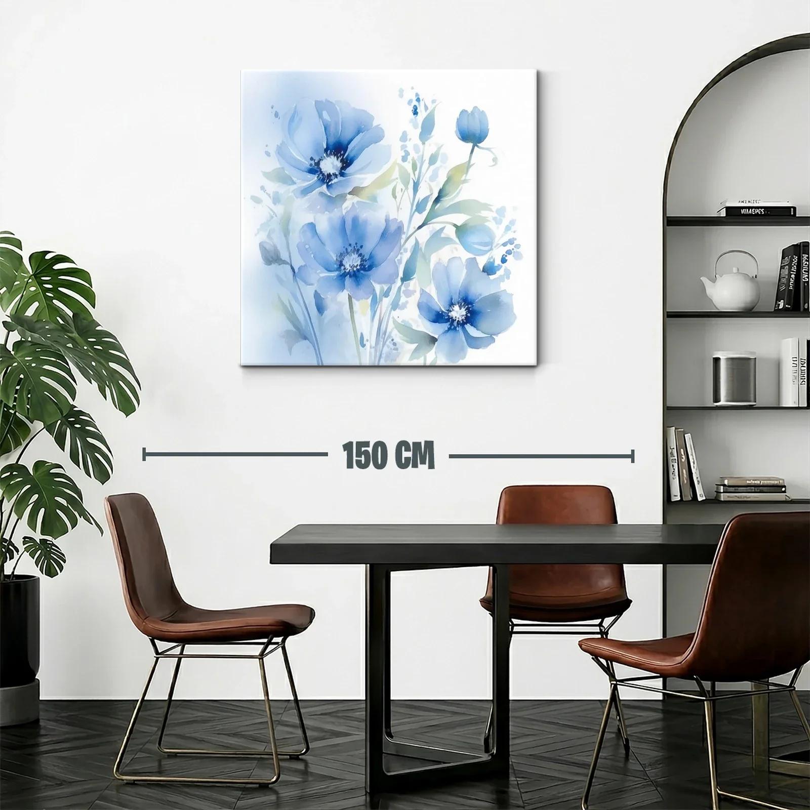 Cuadro floral en tonos azules con delicados pétalos — miniatura 2