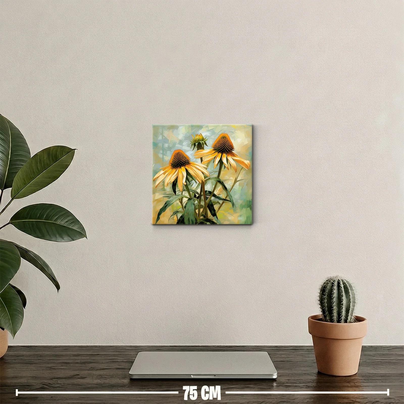 Cuadro decorativo con flores amarillas en tonos cálidos — miniatura 2