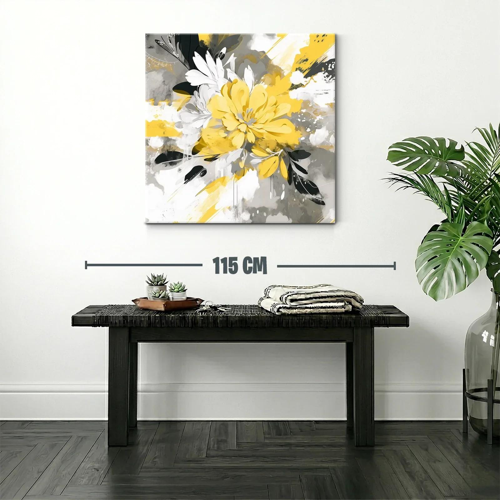 Flor Abstracta en Amarillo Gris y Blanco Moderna y Vibrante — miniatura 2