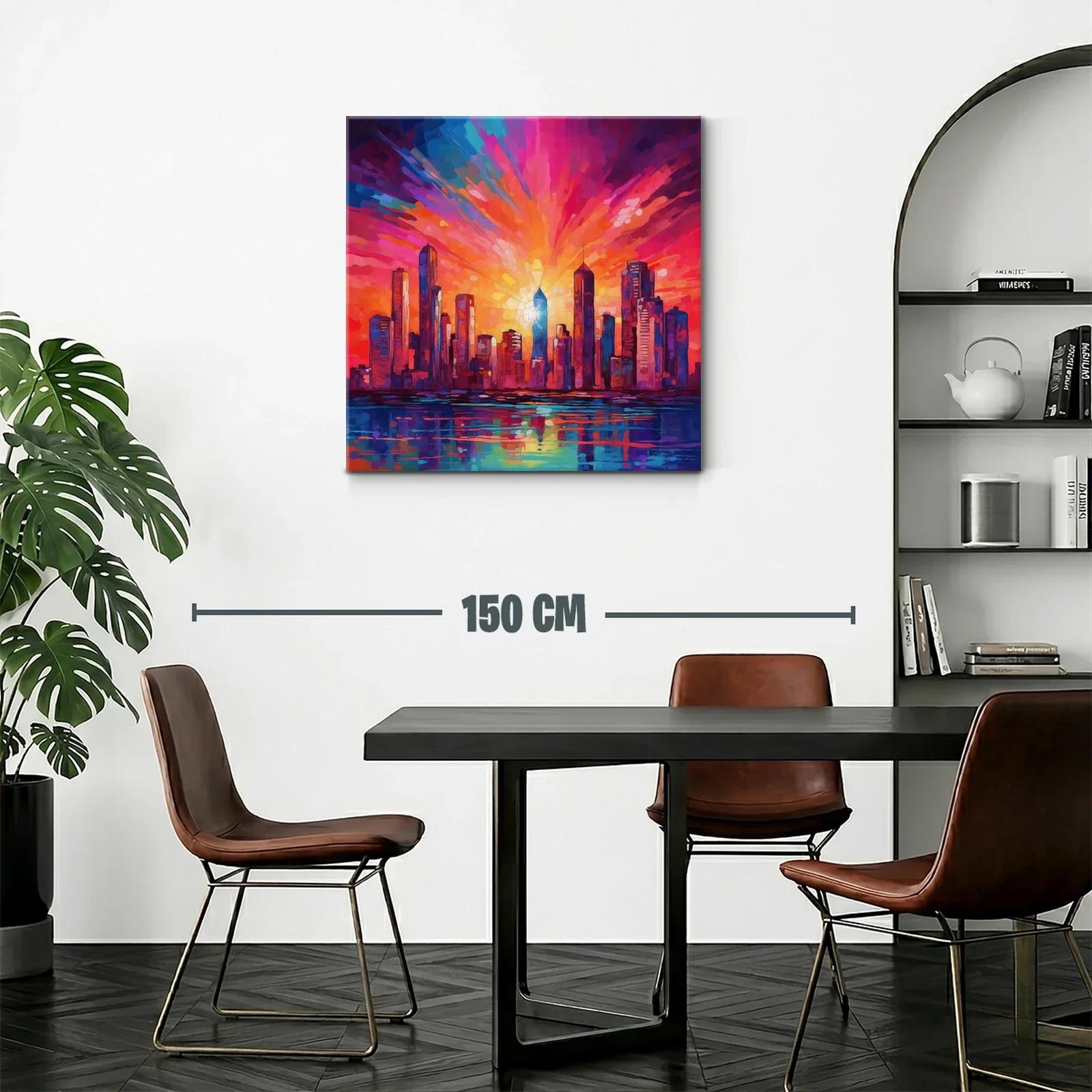Atardecer vibrante sobre la ciudad moderna en tonos cálidos — miniatura 2