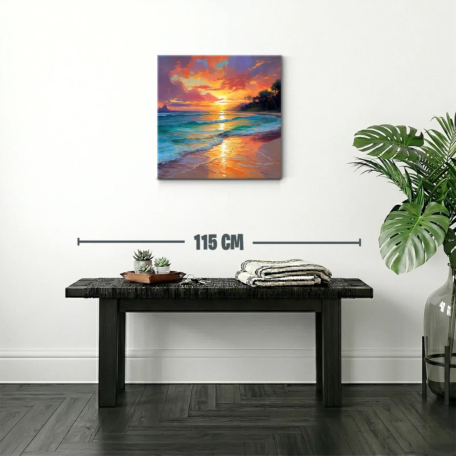 Atardecer vibrante en playa tropical con reflejos dorados — miniatura 2