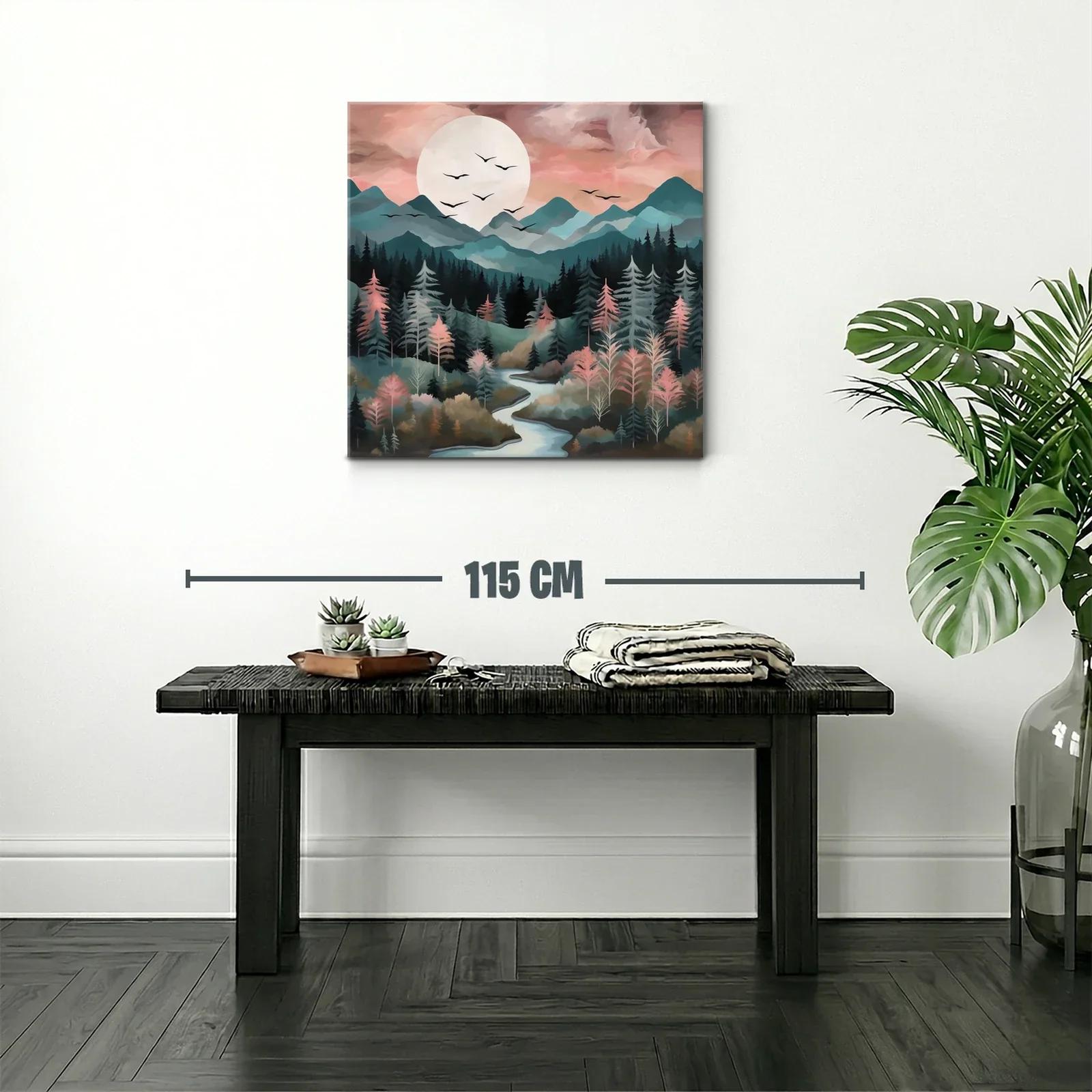 Paisaje sereno de montañas y bosque al amanecer — miniatura 2