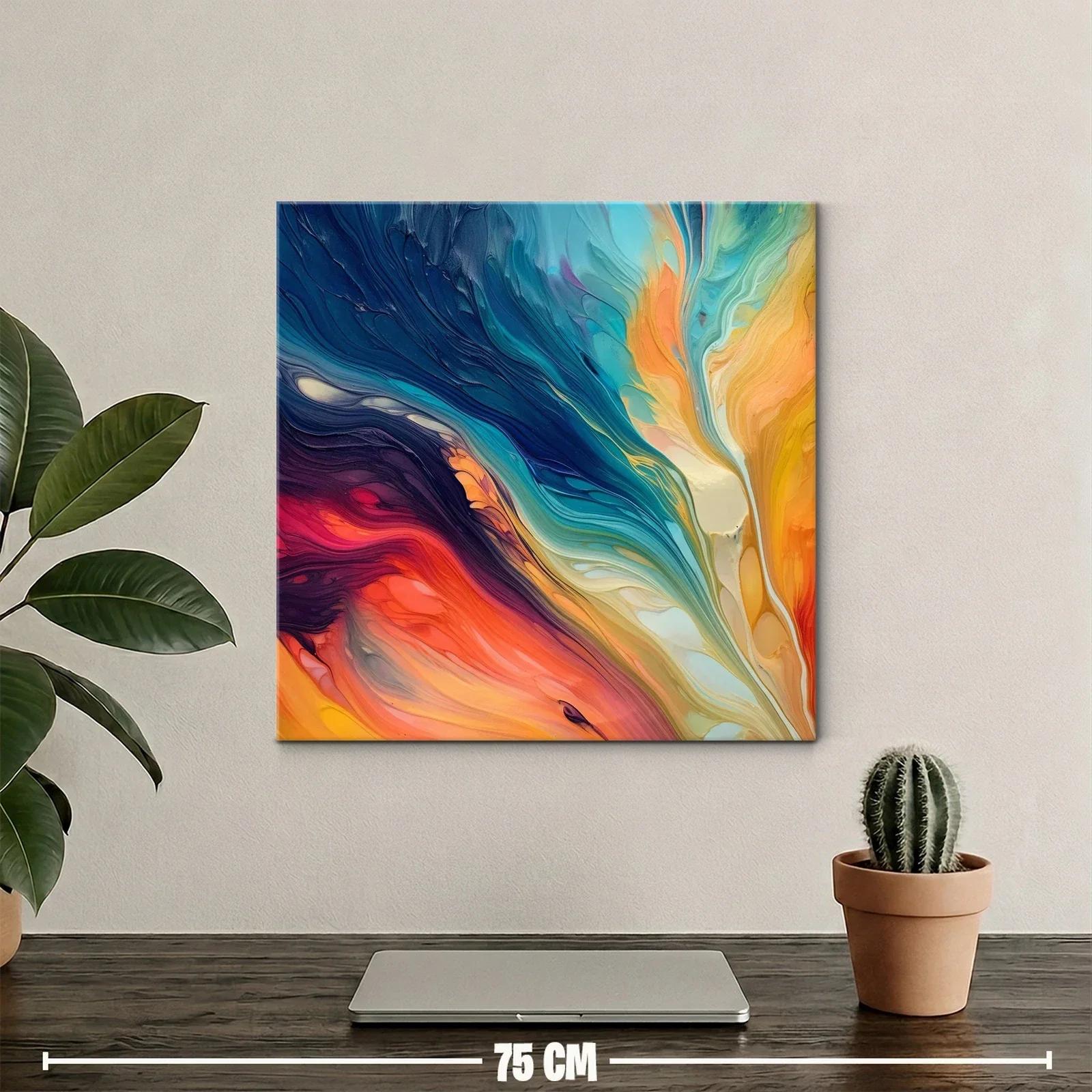 Composición abstracta en vibrantes tonos cálidos y fríos — miniatura 2