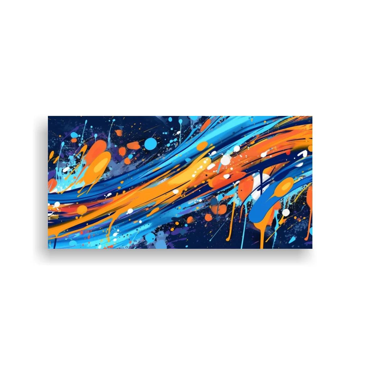 Cuadro salpicaduras abstractas de pintura en azul y naranja — imagen principal