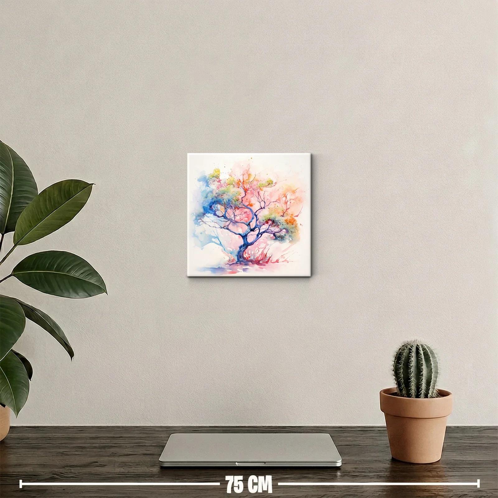 Árbol colorido en acuarela vibrante y delicada — miniatura 2