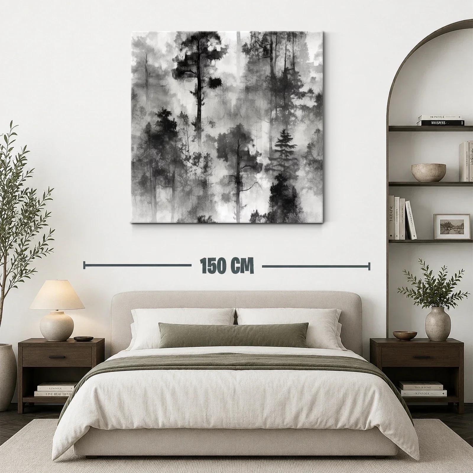 Bosque nebuloso en escala de grises elegante y sereno — miniatura 3