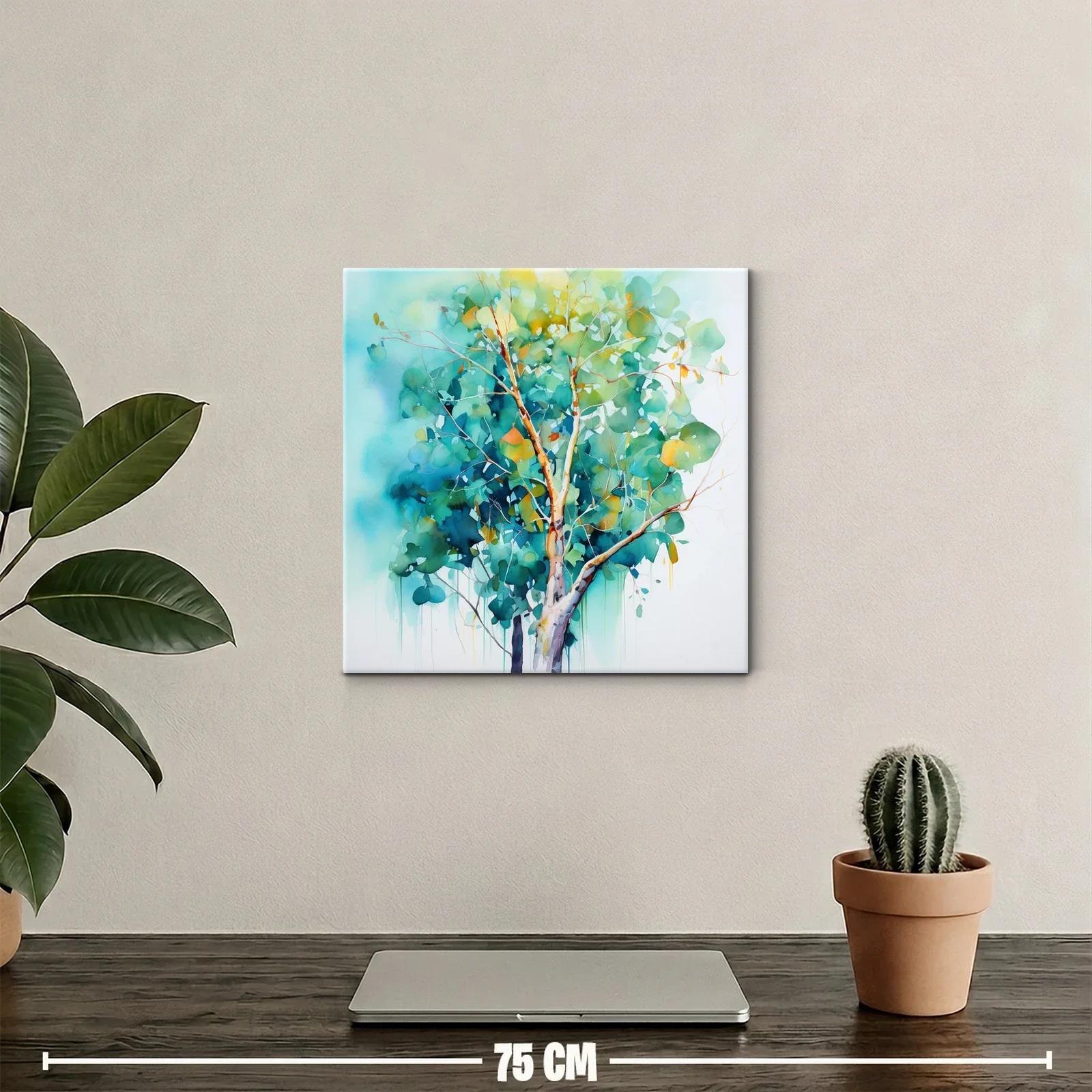 Árbol en acuarela con tonos vibrantes y suaves contrastes — miniatura 2