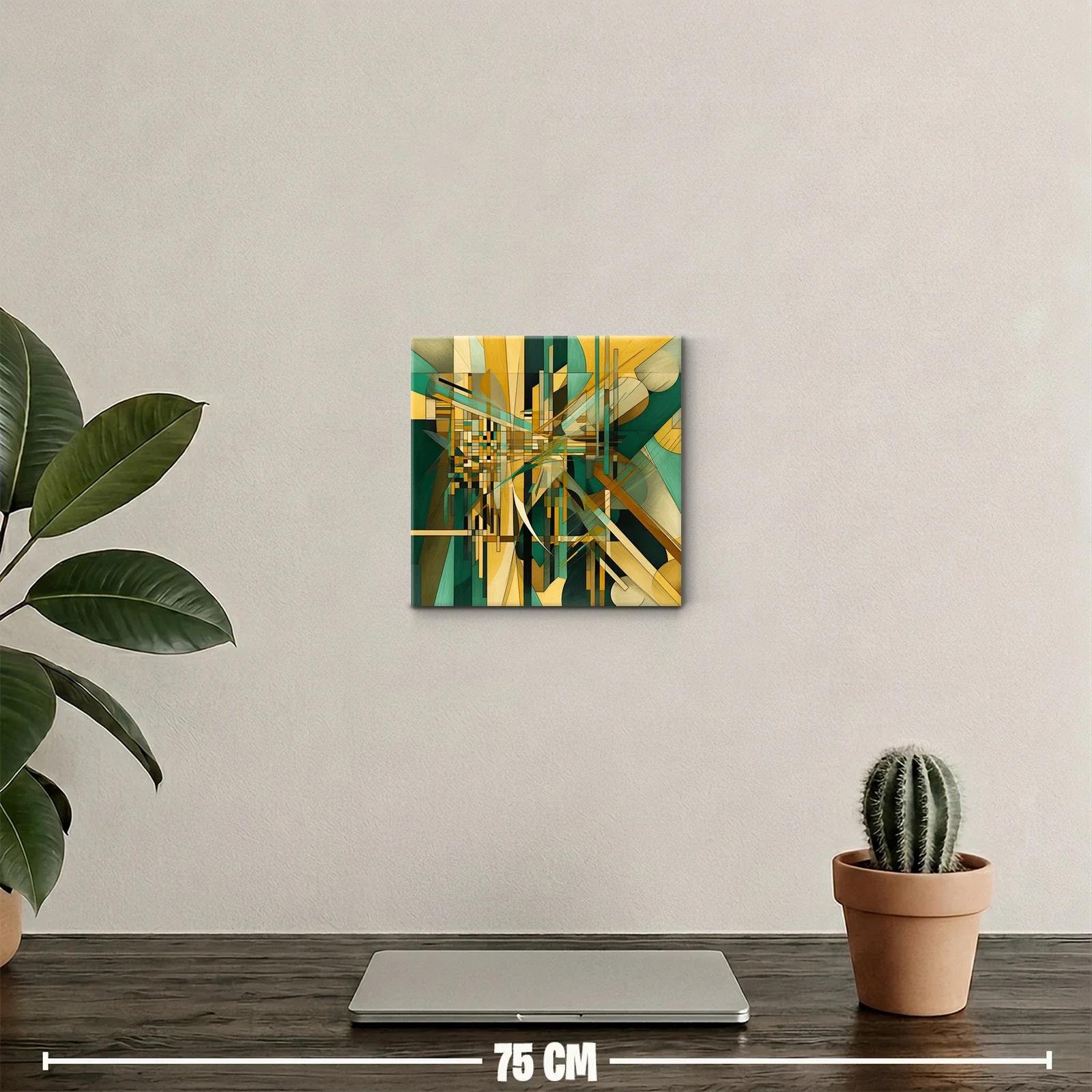 Composición abstracta en tonos verdes y dorados vibrantes — miniatura 2