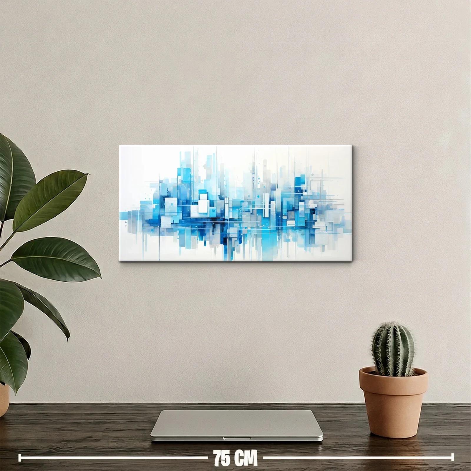 Cuadro paisaje urbano abstracto con reflejos geométricos — miniatura 2