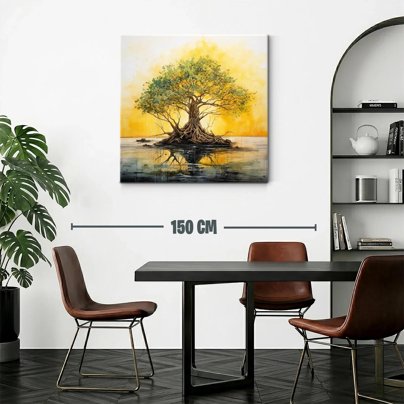Árbol reflejado en agua con tonos dorados y verdes — miniatura 2