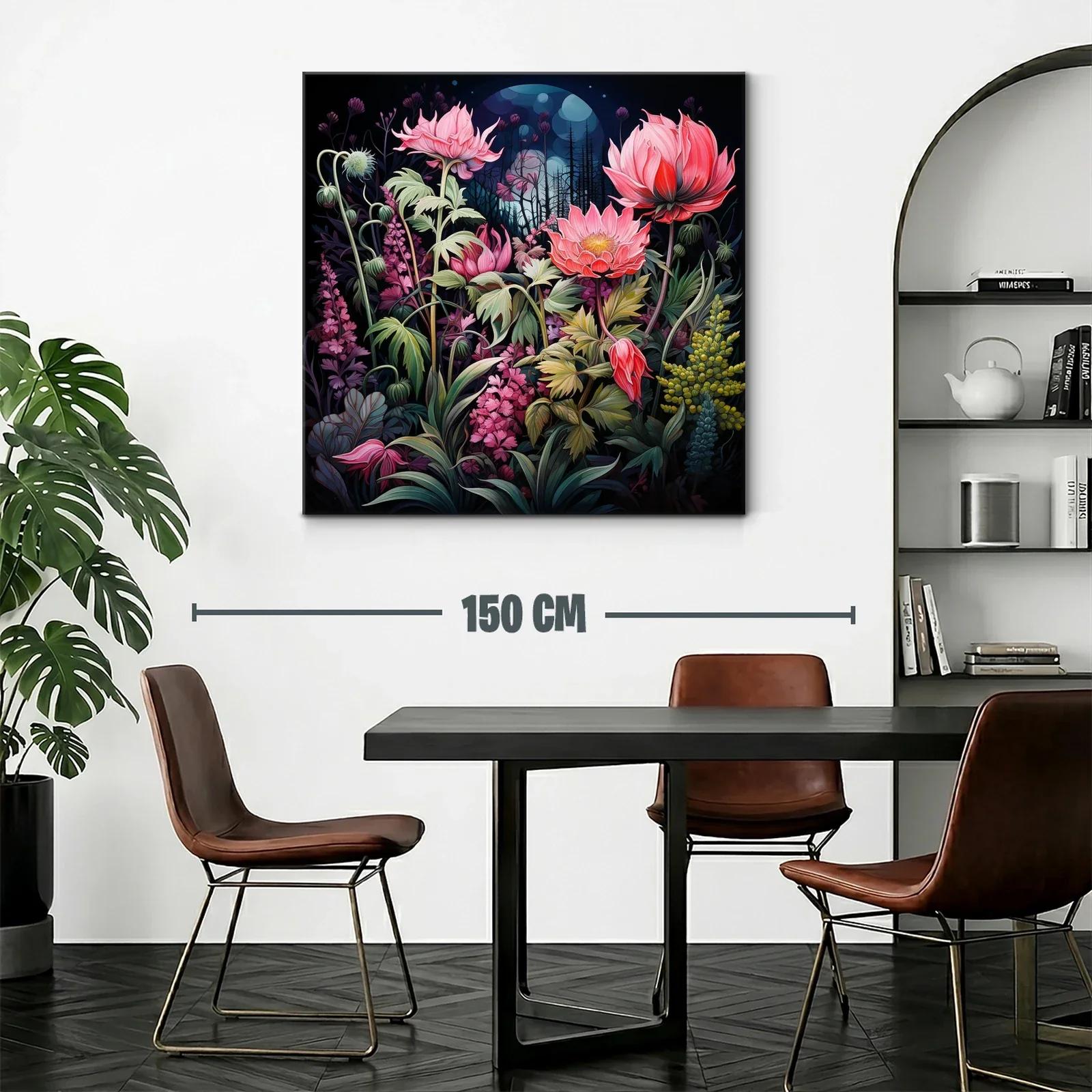 Flores vibrantes bajo un cielo nocturno misterioso — miniatura 2