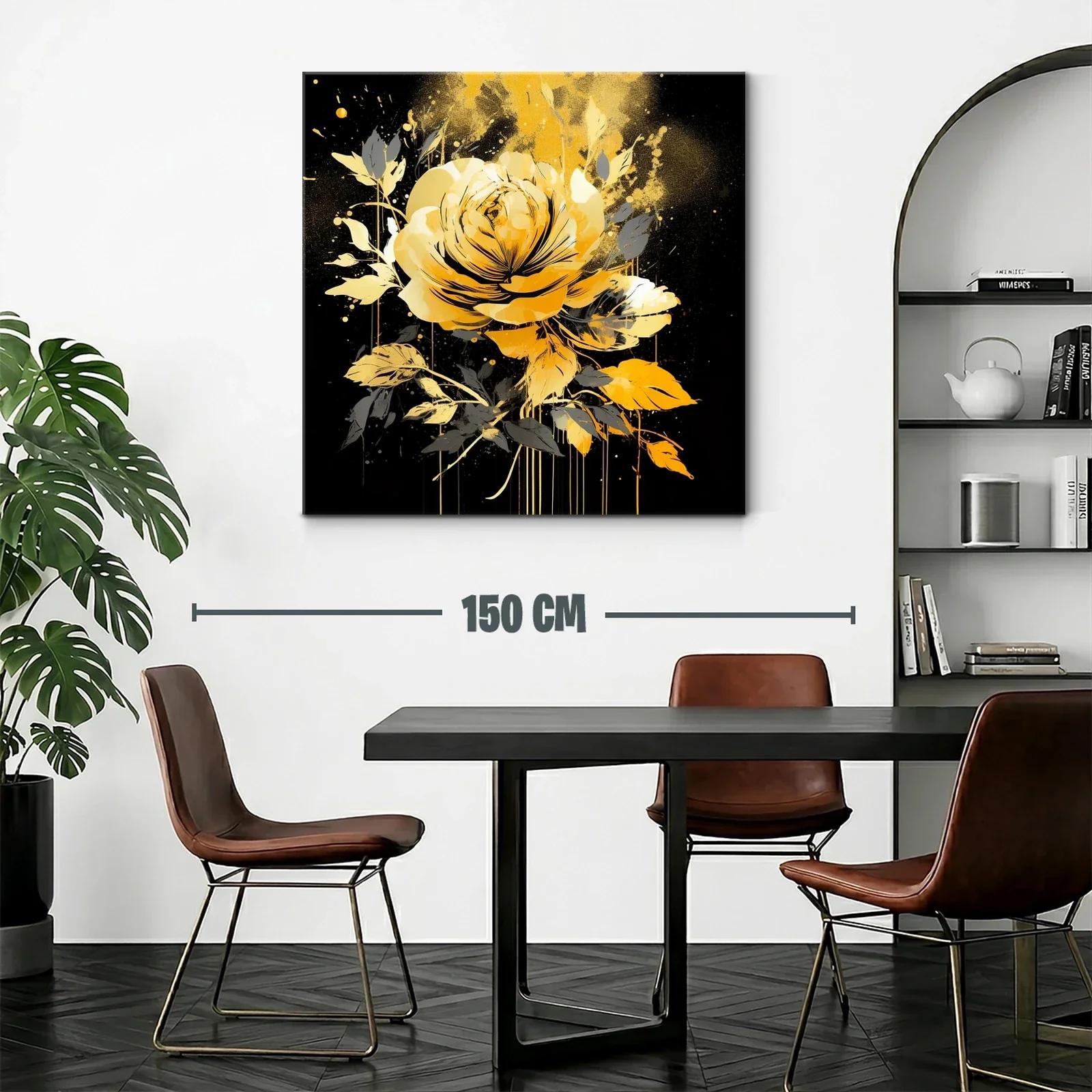 Rosa dorada sobre fondo negro con toque artístico moderno — miniatura 2