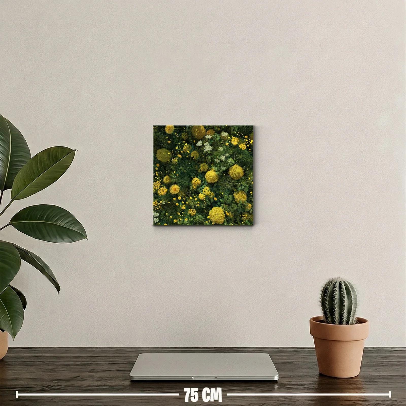 Cuadro decorativo de flores silvestres en tonos verdes y amarillos — miniatura 2