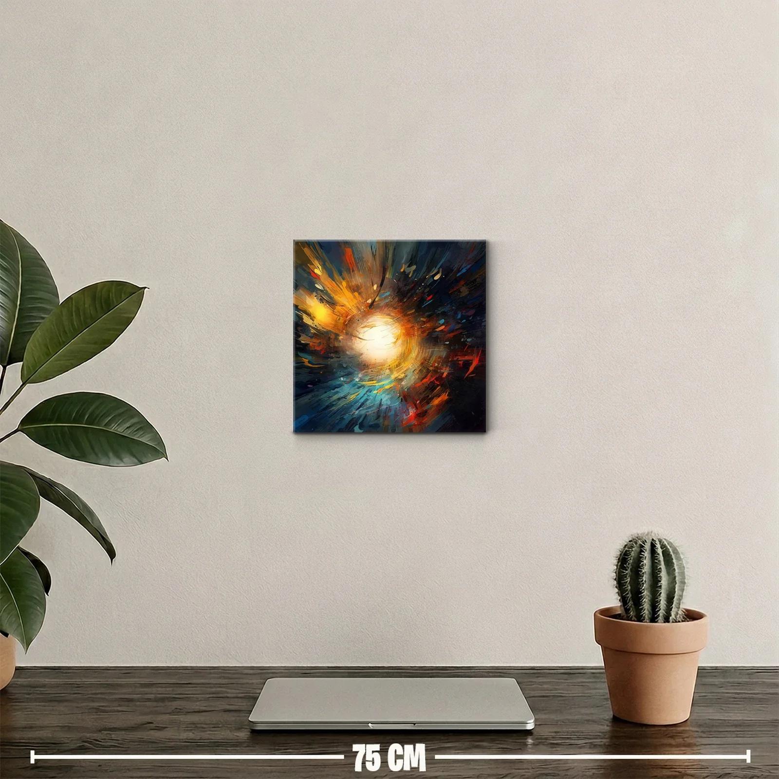 Cuadro abstracto con explosión de luz y colores vivos — miniatura 2