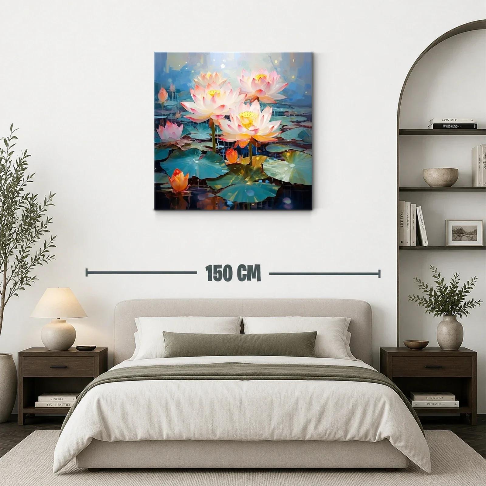 Flor de loto iluminada en estanque azul sereno — miniatura 3