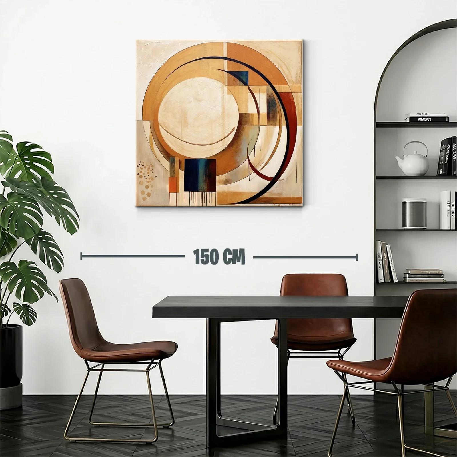 Cuadro abstracto con formas circulares en tonos cálidos — miniatura 2
