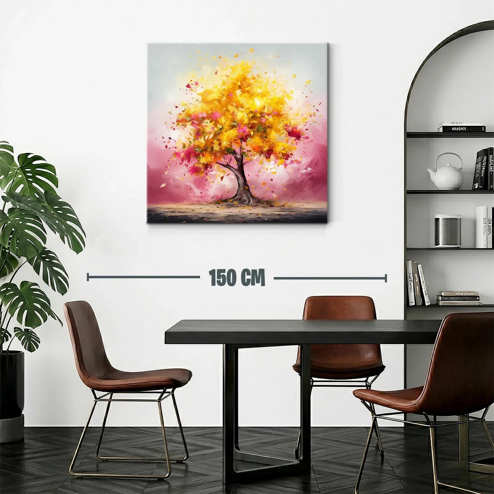 Árbol vibrante con hojas doradas y rosas en movimiento — miniatura 2