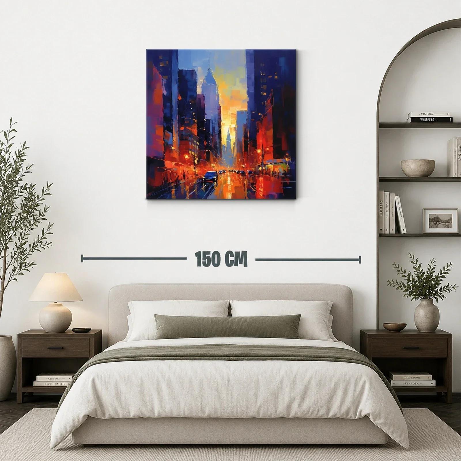 Atardecer vibrante en ciudad iluminada por luces cálidas — miniatura 3