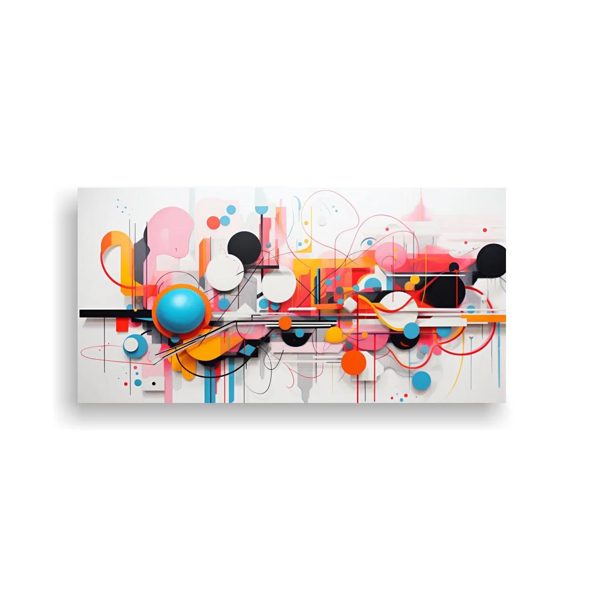 Cuadro composición geométrica abstracta con líneas y esferas — imagen principal