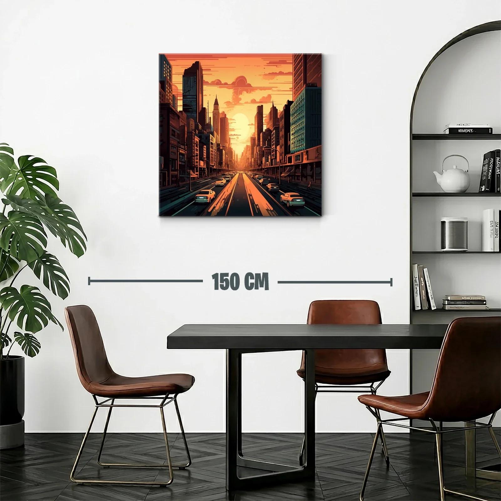 Atardecer urbano en ciudad con tráfico y rascacielos — miniatura 2