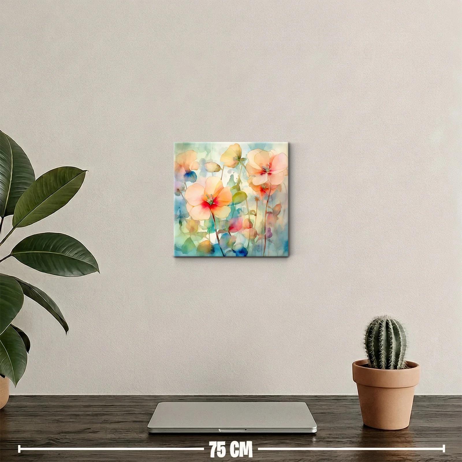 Cuadro decorativo con flores en tonos suaves y acuarelados — miniatura 2
