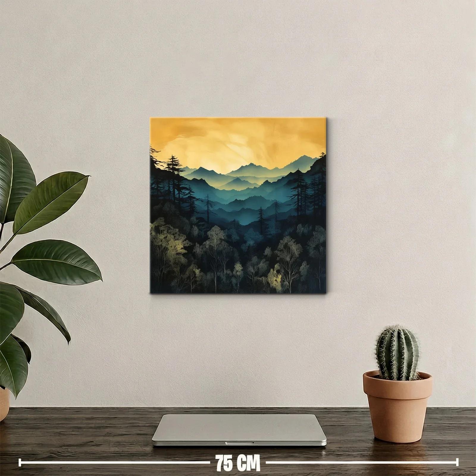 Atardecer dorado sobre montañas y bosques silentes — miniatura 2