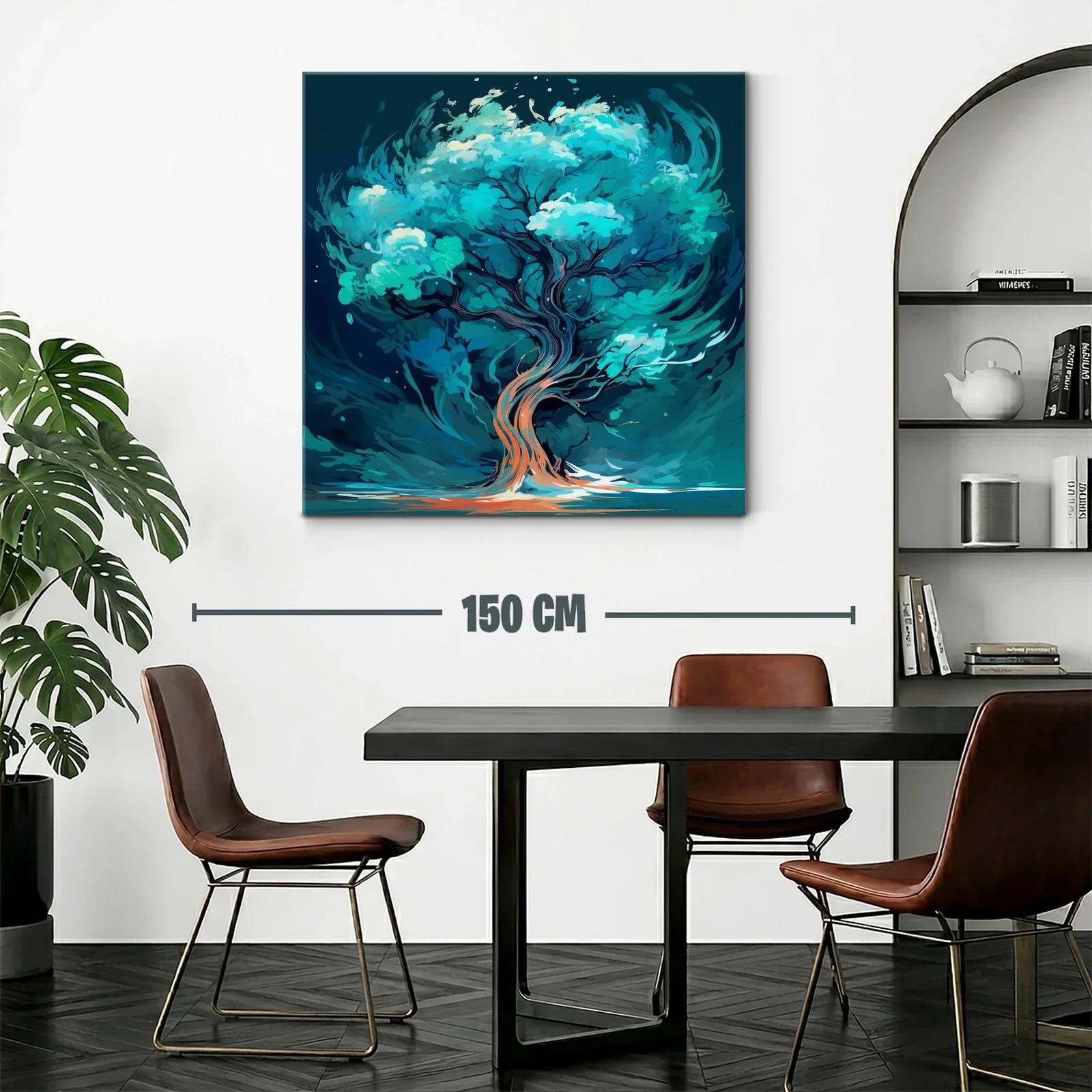 Árbol vibrante en tonos turquesa y azul profundo — miniatura 2