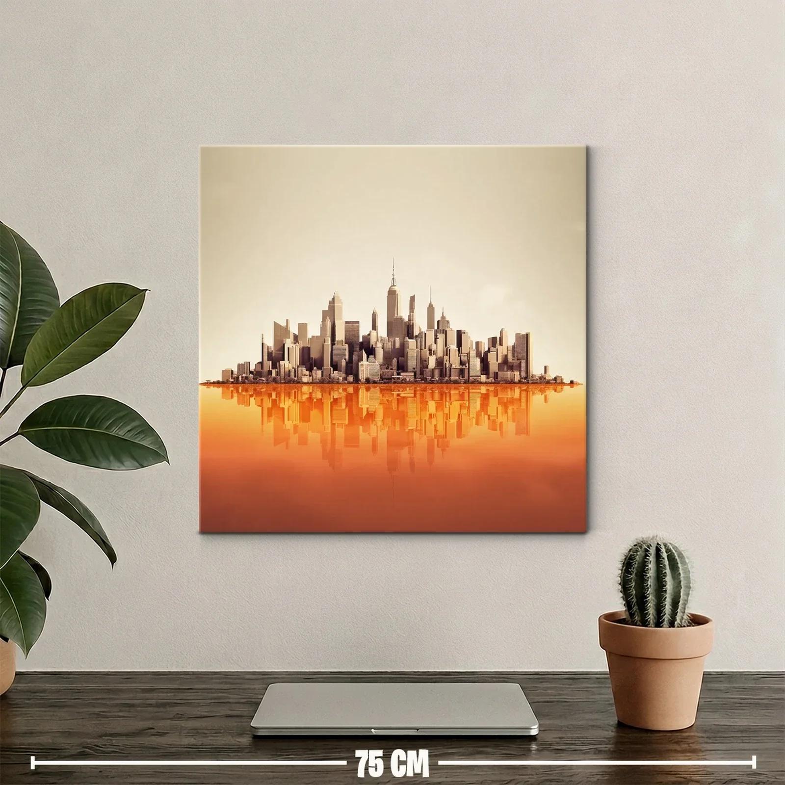 Ciudad moderna con reflejo en tonos cálidos — miniatura 2