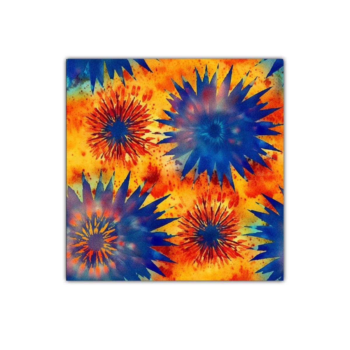 Cuadro con explosiones en tonos azules y naranjas vibrantes — miniatura 1