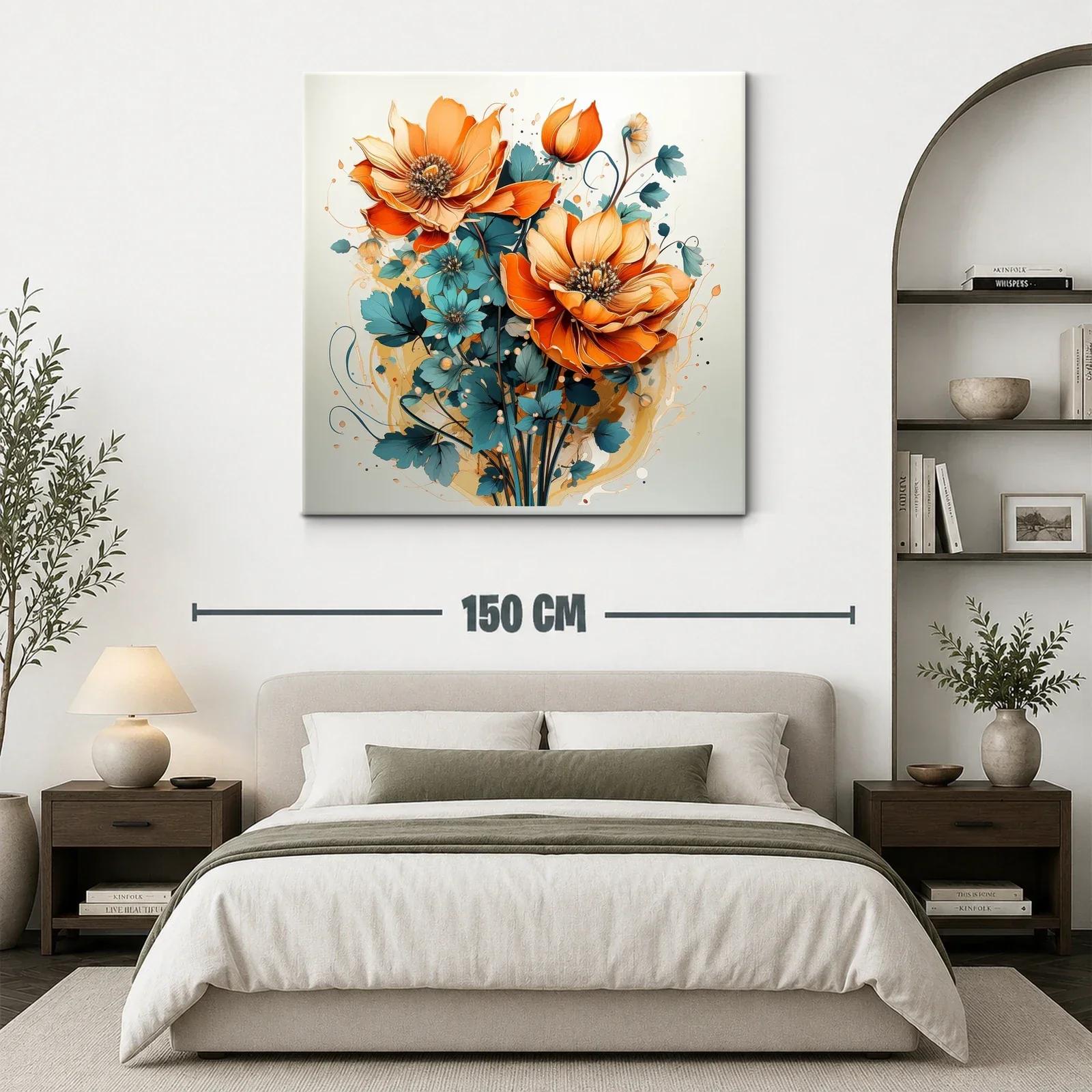 Exuberante ramo floral con vibrantes tonos naranja y azul — miniatura 3