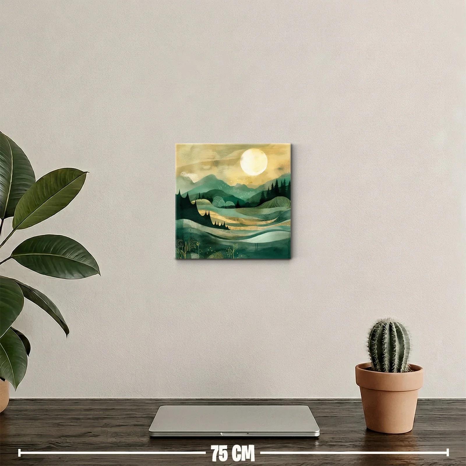Paisaje onírico con montañas y luna brillante — miniatura 2