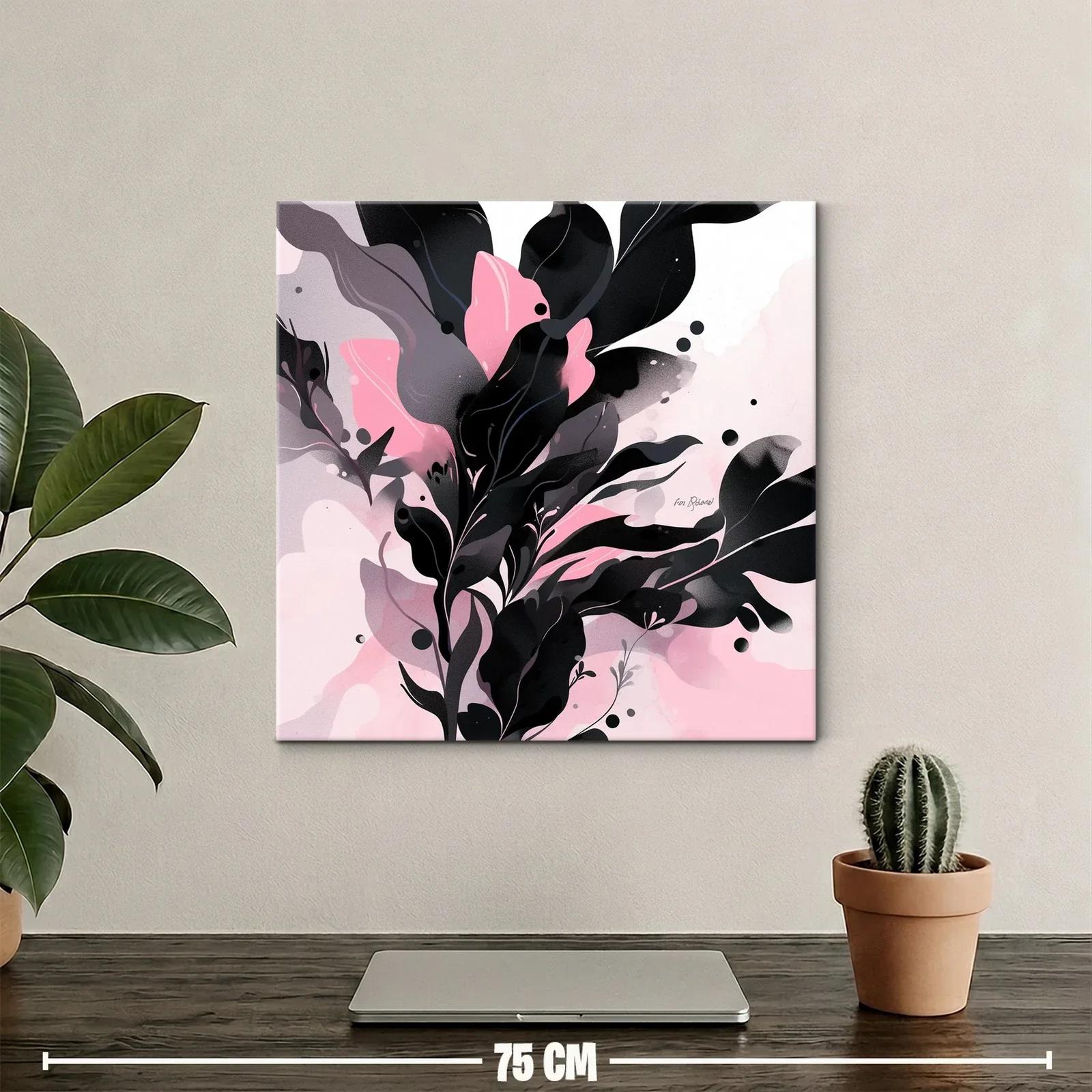 Composición abstracta de hojas en tonos rosas y negros — miniatura 2