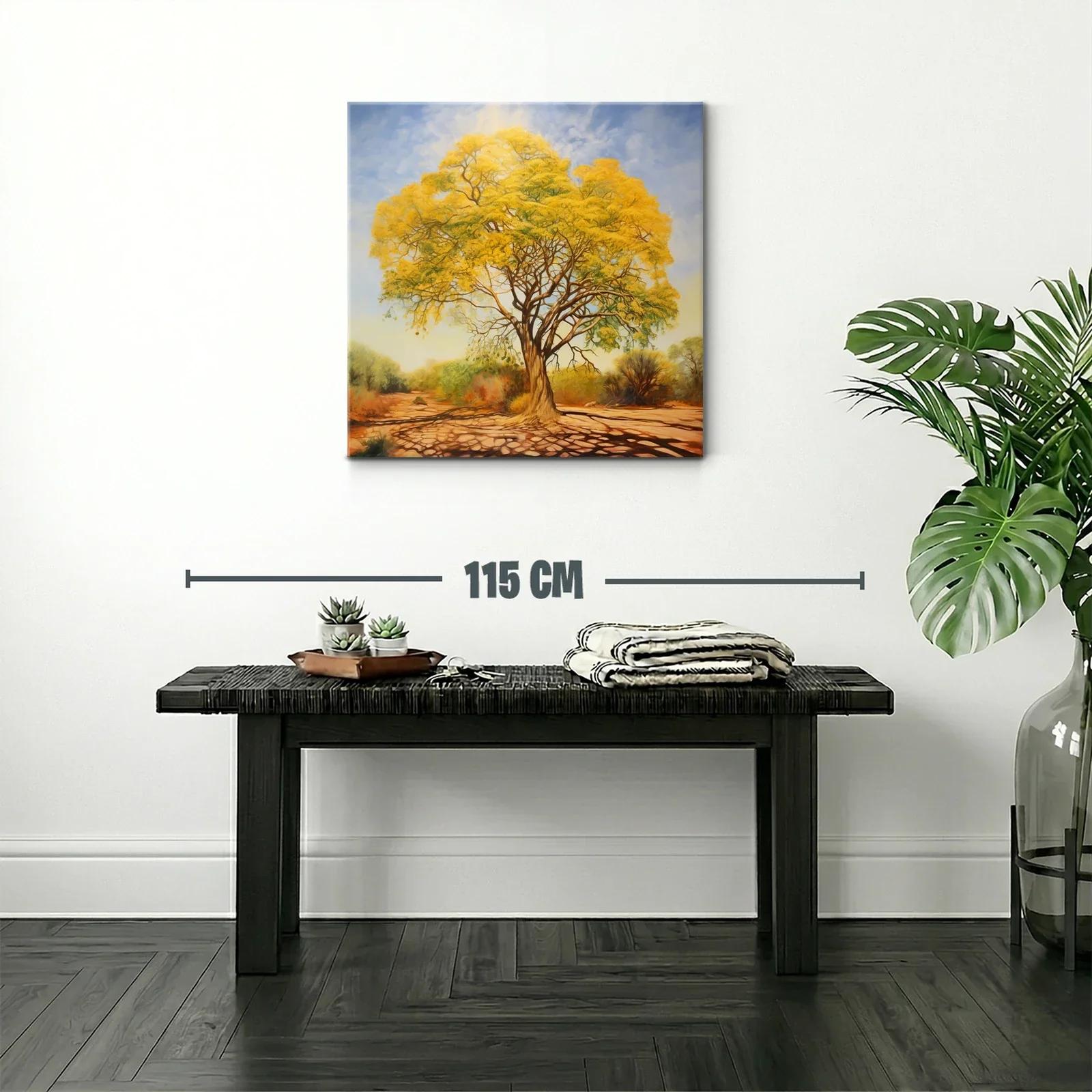 Árbol Dorado en Paisaje de Luz y Sombra Cálida — miniatura 2