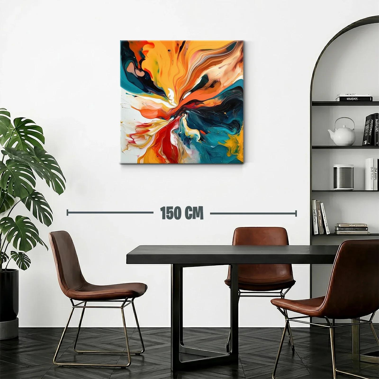 Cuadro abstracto con vibrantes tonos cálidos y fríos — miniatura 2