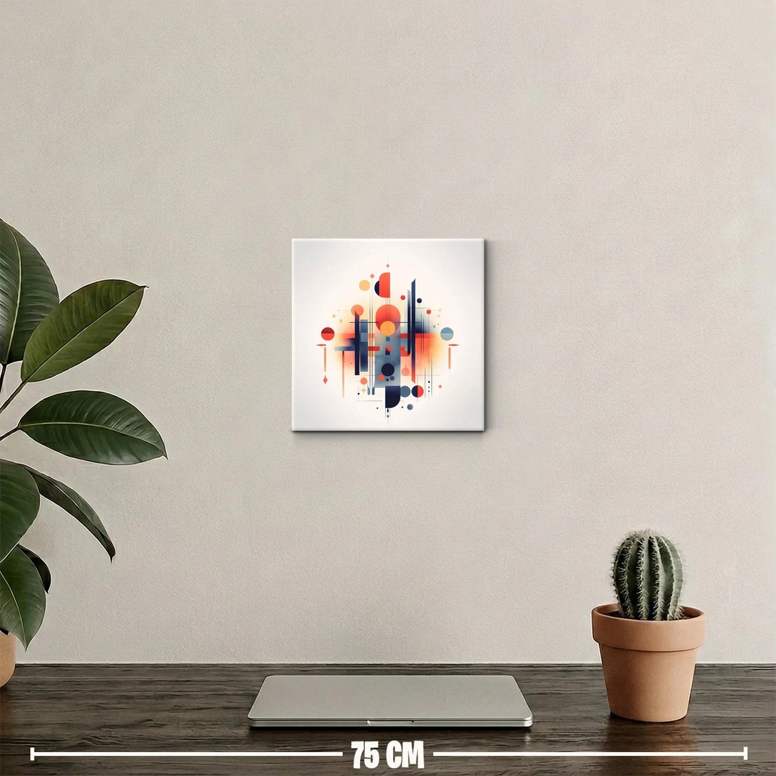 Cuadro abstracto con formas geométricas y colores cálidos — miniatura 2