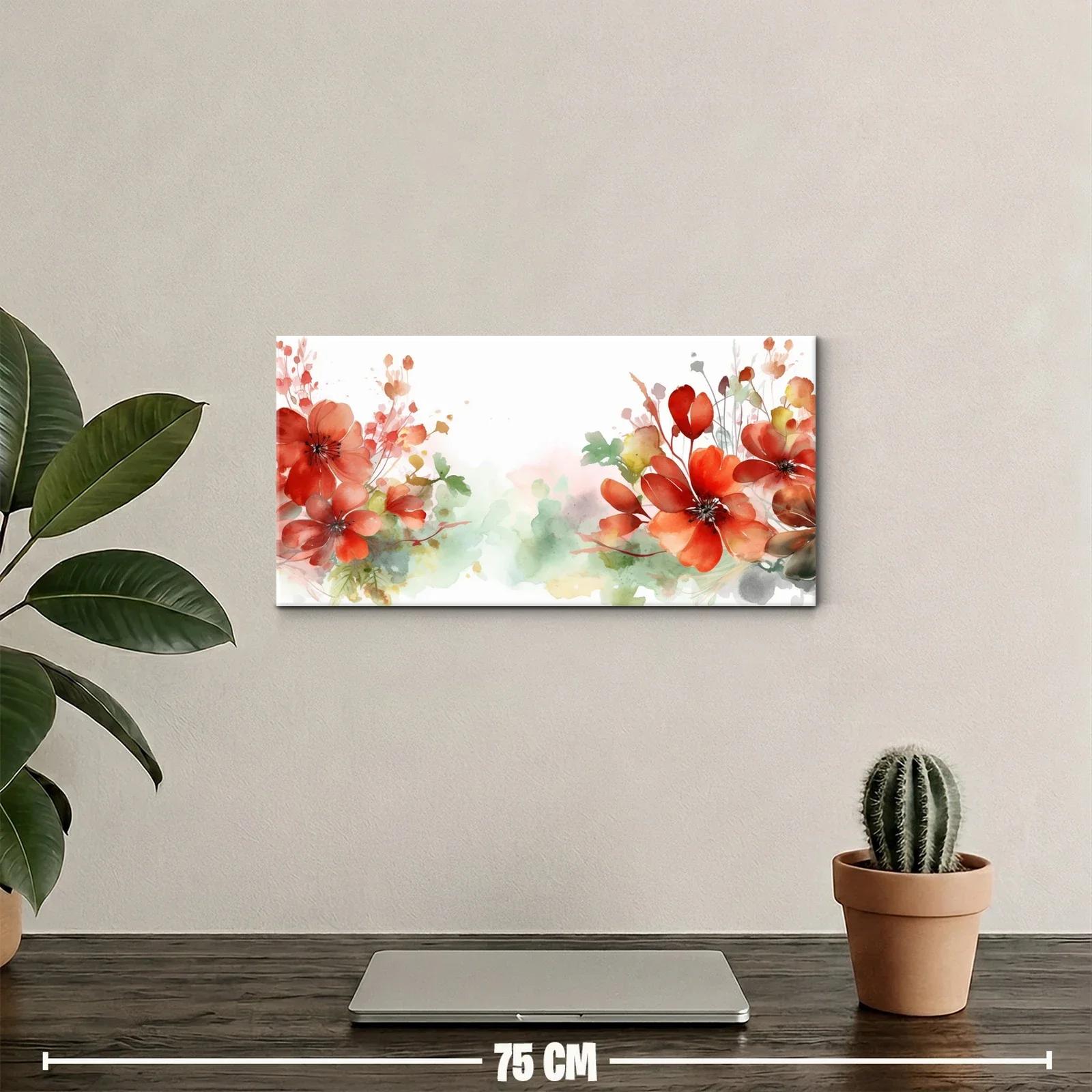 Cuadro flores rojas tipo amapola con brotes redondos — miniatura 2